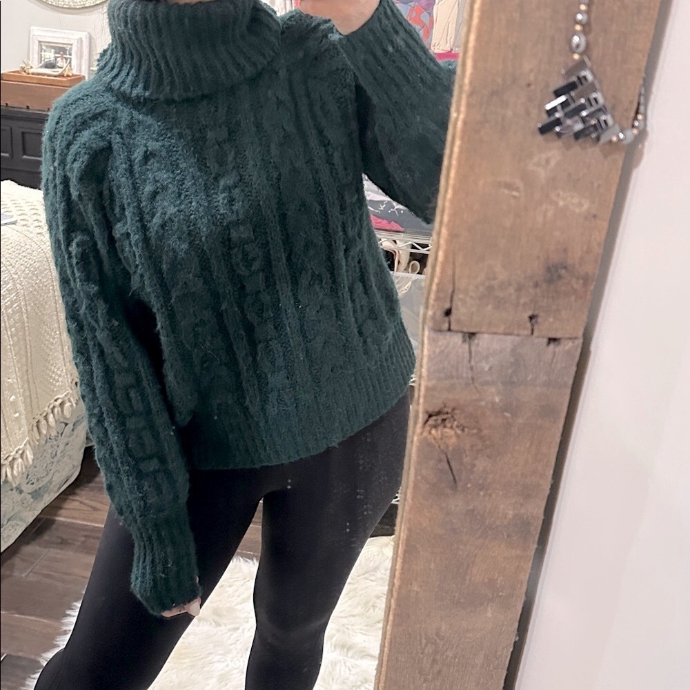A NEW DAY Women's Green knit Turtleneck Sweater size medium